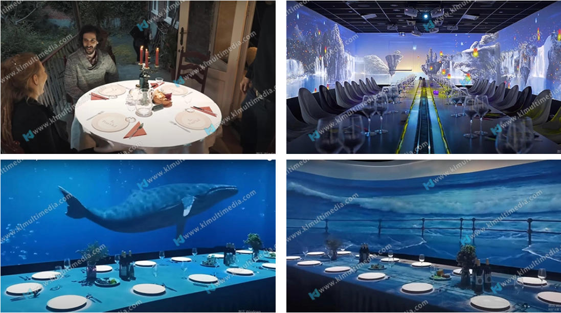 restaurant &agrave; projection interactive