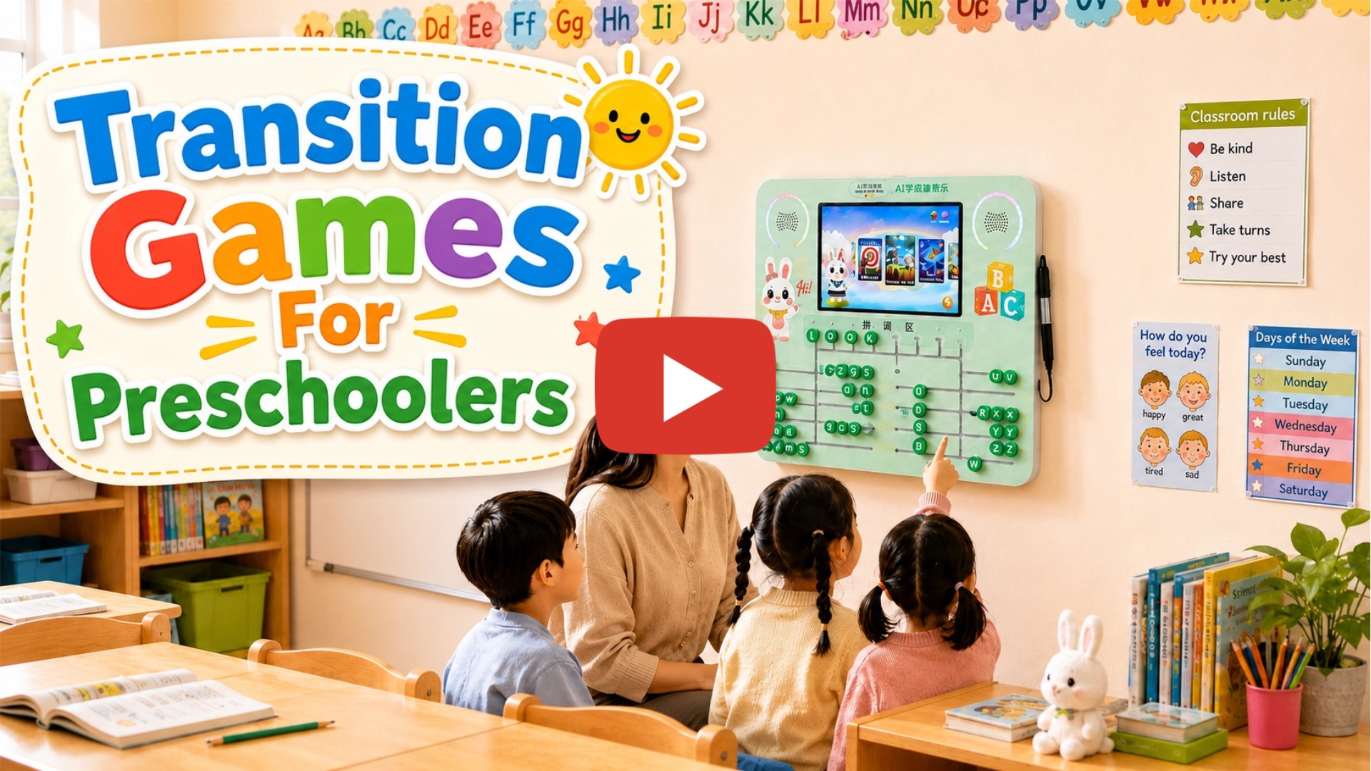 Mur d'apprentissage pr&eacute;scolaire interactif avec &eacute;cran tactile et curseurs physiques pour l'&eacute;ducation de la petite enfance